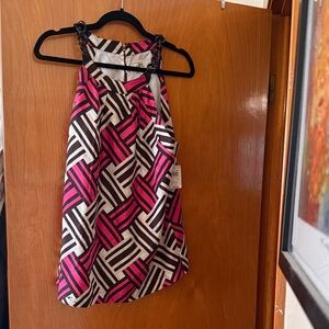 Milly of New York Pink and Black Geometric Blouse